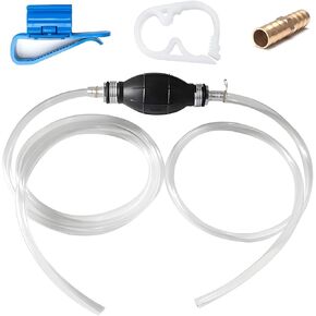 Car Gas Siphon Pump, Hand Gasoline Transfer Pump, Manual High Flow Siphon Pump for Water Fuel Petrol Diesel with 2 Durable PVC Siphon Hose, Suitable for Truck, Motorcycle, Auto