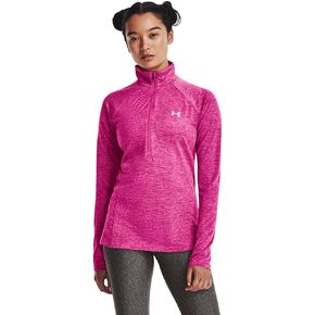 Under Armour Women's Standard Tech Twist ½ Zip Long-Sleeve Pullover, (652) Rebel Pink/Pink Elixir/Metallic Silver, Small