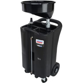Lincoln 3626 Portable Plastic Used Fluid Gravity Drain, 26-Gallon, Black Reservoir with 3/4 Inch Male Camlock Connection for Fluid Transfer from Drain