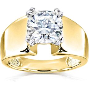 Kobelli Cushion Solitaire Moissanite Extra Wide Engagement Ring 2 CTW 14k Yellow Gold