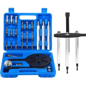 Bearing Puller, Three-Jaw Puller Set, Internal Bearing Puller, with 3-Jaw Hooks and 6 Sizes Red Steel Collets, Bearing Removal Tool, with Blue Portable Storage Box