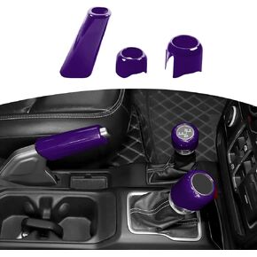 for Jeep JL Gear Shift Knob Handbrake Cover Trim for Jeep Wrangler JL JLU 2018 up for Gladiator JT 2020 up Purple Interior Accessories 3pcs
