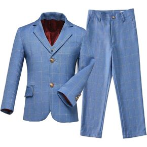 Boys Suit 3 Piece Slim Fit Set Stripe Plaid Formal Boy Suits Prom Tux Outfit Teen Kid Dress Jacket Blazer Vest Pant with Tie