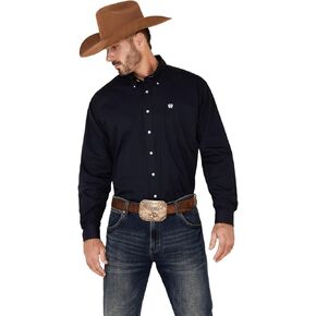 Cinch Apparel Mens Solid Navy Long Sleeve Button Down Navy XS