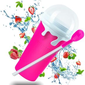 Tikapo Slushy Maker Cup Upgrade 500ml Slushie Maker Cup TIK TOK Cool Stuff Quick Frozen Magic Squeeze Cup like Ice Cream Maker Slushie Machine-Blue