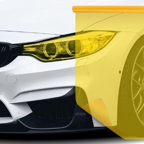 Car Light Tint Film, Headlight Fog Light Taillight Tint Film, 12 x 48 in, Self-Adhesive Vinyl Wrap Protector Film for Cars, Trucks, SUVs (Yellow)