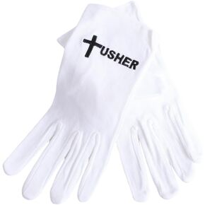 White Cotton Gloves Embroidered Cross Ushers for Adults