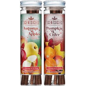 Scentsicles Autumn n Apples and Pumpkin n Cider Scented Stick Ornaments - 2 Bottles (12 Sticks Total)