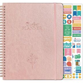 مخطط الميزانية - كتاب الميزانية الشهرية مع متتبع الفواتير، منظم الفواتير والمخطط المالي للتحكم في أموالك، 8 بوصة × 10 بوصة، دفتر حساب 2025 لتتبع نفقاتك - ذهبي وردي in Kuwait