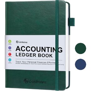 Accounting Ledger Book - Ledger Books Bookkeeping for Personal & Small Business Accounting, Expense Tracker Notebook for Expenses, Deposits & Balance, A5 Log Book for Small Business Essentials, Green