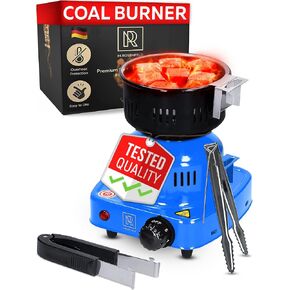 M. ROSENFELD Multipurpose Electric Charcoal Starter - 800W Electric Charcoal Burner UL & STS Approved Electric Stove - Coconut Charcoal Lighters with Tongs - Hot Plate Electric - 304 Stainless Steel