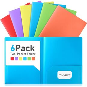 Folders with Pockets-6 Pack, 2 Pocket Folders Fit Letter Size Paper, Colored File Folders for Documents, Paper File Folder for School Office Home Bussiness