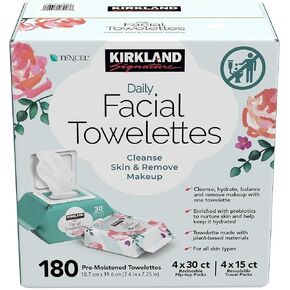 KIRKLAND Signature Daily Facial Towellettes, 4.53 Pound (180 Count, 1-Box)