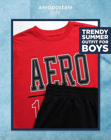 AEROPOSTALE Boys' Active Shorts Set - 4 Piece Short Sleeve T-Shirt and Mesh Gym Shorts - Activewear Outfit for Boys (4-12) in Saudi Arabia