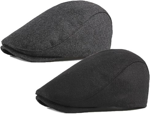 ALL IN ONE CART 2 Pack Men's Warm Wool Tweed Blend Newsboy Flat Cap Ivy Cabbie Driving Winter Hat in Saudi Arabia