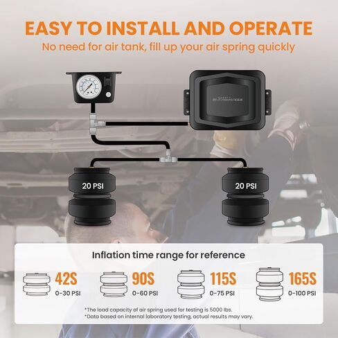 maXpeedingrods On Board Air Compressor System Universal Air Spring Compressor Kit with Gauge Air Line T Fittings for Trucks Vans in Kuwait