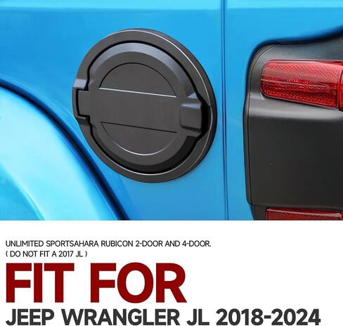 Gas Cap Cover Fuel Tank Door for 2018-2023 2024 Jeep Wrangler JL JLU 2/4 Door, Banhao ABS + Aluminum Alloy Construction, Black in Saudi Arabia