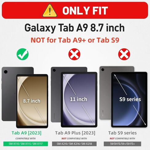 HXCASEAC Case for Samsung Galaxy Tab A9+ Plus / A11+ Plus 11 Inch, Protective with Screen Protector/Hand Strap/Pen Holder, Shockproof for Samsung A9 Plus Tablet Case SM-X210 SM-X218 SM-X230 - Black in Kuwait
