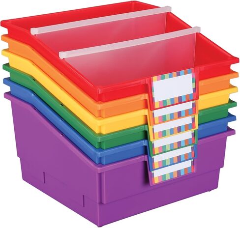 Really Good Stuff Picture Book Bins with Dividers - 6 Bins - 8?" W x 13?" D x 7?" H - Classroom Decor - Library Organization in Saudi Arabia