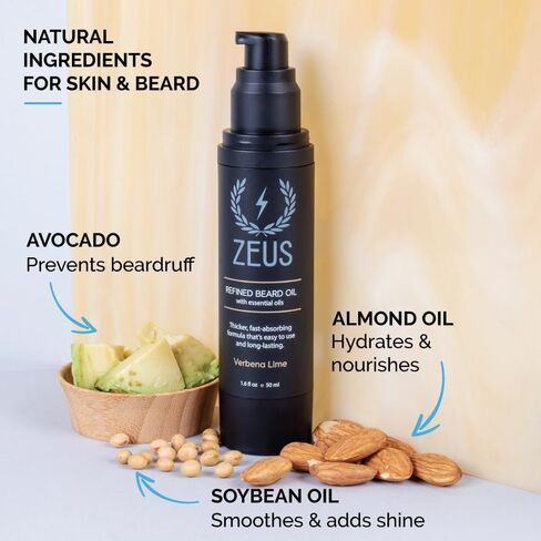 ZEUS Refined Beard Oil, Long Lasting, Thick & Fast Absorbing Oil, Leave In Beard Conditioner – MADE IN USA (Verbena Lime) 2 oz. in Saudi Arabia