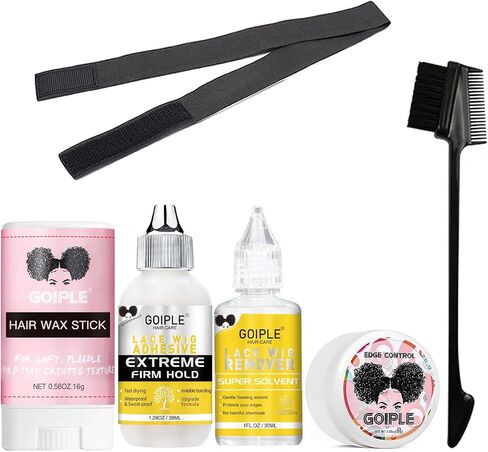 Wig Accessory Essentials Kit Lace Front Wig Glue & Remover, Wig Caps, Elastic Band, Hair Wax Stick, Edge Control, Edge Brush, Hair Shear Dermaplanning Razor Tool and Edge Scarf - 10PCS in Saudi Arabia