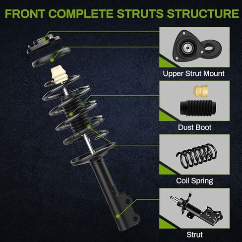 AUTOSAVER88 Front Complete Struts Compatible with 2003-2008 Corolla, Quick Strut Shock Absorber Assembly Kit 2 pcs in Saudi Arabia