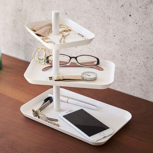 YAMAZAKI home 4724 3-Tier Accessory Tray-Jewelry Holder & Storage Organizer, One Size, White in Kuwait
