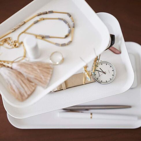 YAMAZAKI home 4724 3-Tier Accessory Tray-Jewelry Holder & Storage Organizer, One Size, White in Kuwait