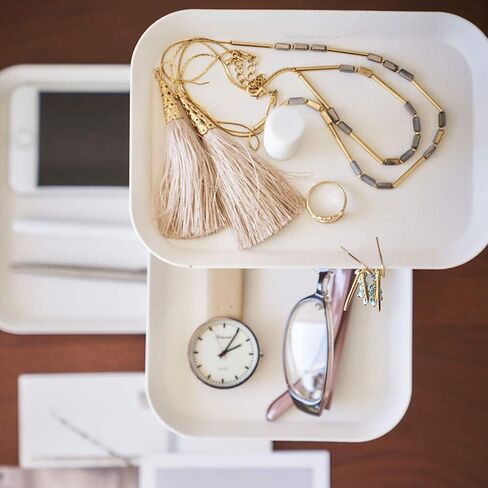 YAMAZAKI home 4724 3-Tier Accessory Tray-Jewelry Holder & Storage Organizer, One Size, White in Kuwait