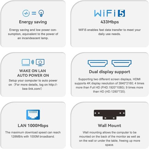 أحدث 4 نوى من الجيل الحادي عشر من Intel N5095 Beelink Mini-S Mini-S W-11 Pro، 8 جيجابايت من ذاكرة الوصول العشوائي 256 جيجابايت SSD Gigabit Ethernet، 2.4G/ 5.0G WiFi، BT4.0، كمبيوتر مكتبي صغير للأعمال ثنائي HDMI، HTPC in Kuwait