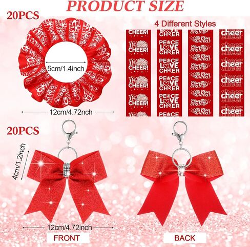 80 Pcs Cheer Gift Bulk for Team Include 20 Cheerleader Gift Cheer Bracelet Adjustable for Women 20 Cheer Makeup Bag 20 Cheer Keychain 20 Cheer Scrunchies for Cheer Party Cheerleading(Red) in Saudi Arabia