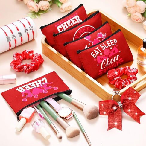 80 Pcs Cheer Gift Bulk for Team Include 20 Cheerleader Gift Cheer Bracelet Adjustable for Women 20 Cheer Makeup Bag 20 Cheer Keychain 20 Cheer Scrunchies for Cheer Party Cheerleading(Red) in Saudi Arabia