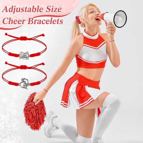 80 Pcs Cheer Gift Bulk for Team Include 20 Cheerleader Gift Cheer Bracelet Adjustable for Women 20 Cheer Makeup Bag 20 Cheer Keychain 20 Cheer Scrunchies for Cheer Party Cheerleading(Red) in Saudi Arabia