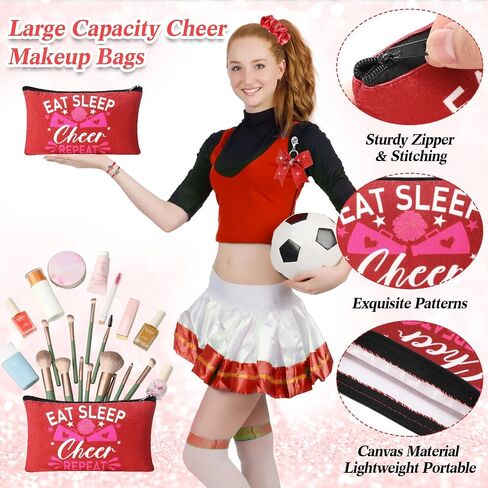 80 Pcs Cheer Gift Bulk for Team Include 20 Cheerleader Gift Cheer Bracelet Adjustable for Women 20 Cheer Makeup Bag 20 Cheer Keychain 20 Cheer Scrunchies for Cheer Party Cheerleading(Red) in Saudi Arabia