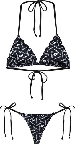 OnlyFans Women's Triangle Bikini Set – Halter Swimsuit with Adjustable Tie Straps, Two-Piece Bathing Suit in Kuwait
