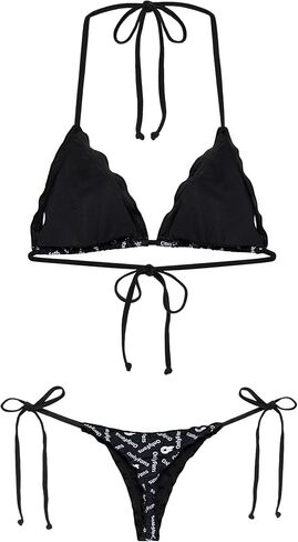 OnlyFans Women's Triangle Bikini Set – Halter Swimsuit with Adjustable Tie Straps, Two-Piece Bathing Suit in Kuwait