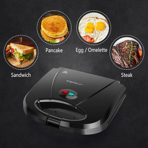 Aigostar 2in1 Sandwich Maker Panini Press Grill with Nonstick Plates, Double-Sided Heating Electric Sandwich Press Grill, Breakfast Sandwich Toaster Grilled Cheese Maker Snacks with Easy Cut Edges in Kuwait