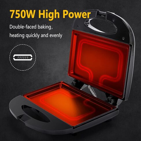 Aigostar 2in1 Sandwich Maker Panini Press Grill with Nonstick Plates, Double-Sided Heating Electric Sandwich Press Grill, Breakfast Sandwich Toaster Grilled Cheese Maker Snacks with Easy Cut Edges in Kuwait