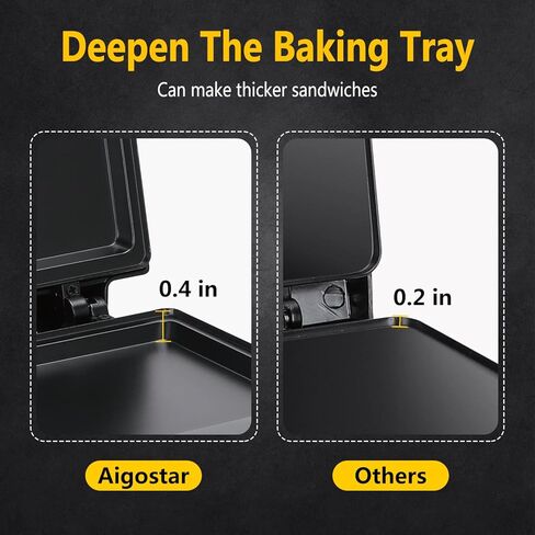 Aigostar 2in1 Sandwich Maker Panini Press Grill with Nonstick Plates, Double-Sided Heating Electric Sandwich Press Grill, Breakfast Sandwich Toaster Grilled Cheese Maker Snacks with Easy Cut Edges in Kuwait
