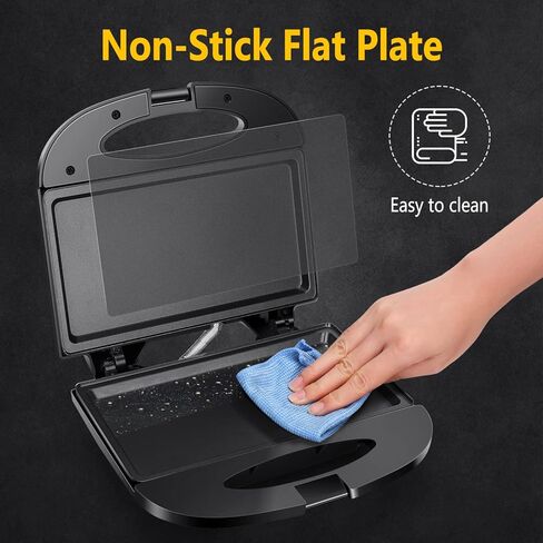 Aigostar 2in1 Sandwich Maker Panini Press Grill with Nonstick Plates, Double-Sided Heating Electric Sandwich Press Grill, Breakfast Sandwich Toaster Grilled Cheese Maker Snacks with Easy Cut Edges in Kuwait