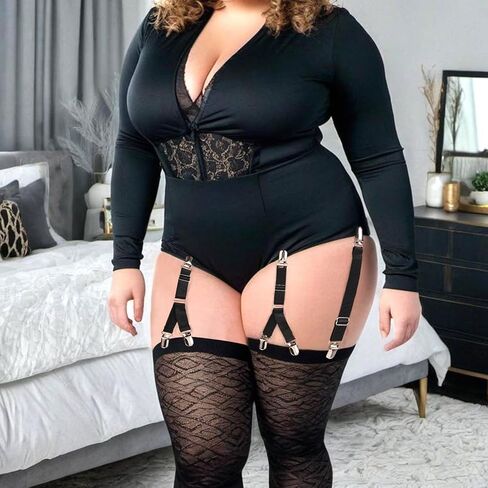 حزام رباط من خشب القمر بالإضافة إلى أحزمة رباط الفخذ - حزام فخذ مرن عالي قابل للتعديل لجوارب الفخذ العليا in Kuwait