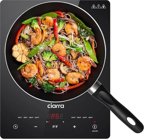 CIARRA CATIH1 1800W Portable Induction Cooktop, Ultra Slim Single Electric Countertop Burner with Sensor Touch and Digital timer ETL Approved in Kuwait