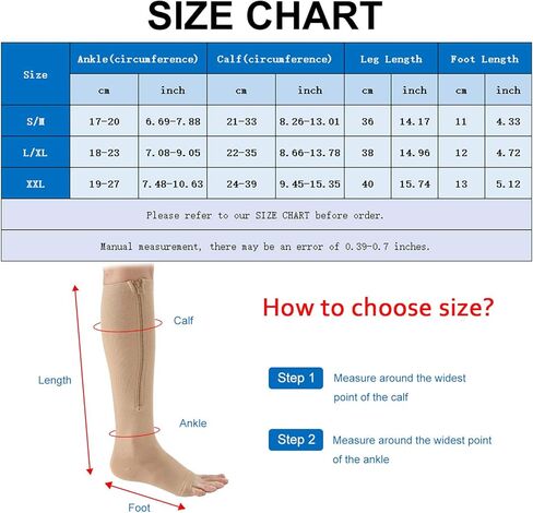 3 أزواج جوارب ضاغطة بسحاب للنساء مع جوارب دعم مفتوح اصبع القدم بدون أصابع سهلة على الجوارب العالية للركبة, أسود وبني ورمادي, XXL in Kuwait