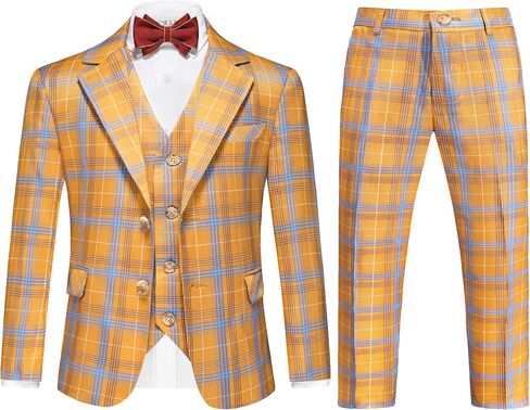 Boys Plaid 3-Piece Slim Fit Suit - Kids Tuxedo for Formal Occasions, Wedding, and Graduation Dress Outfit in Saudi Arabia