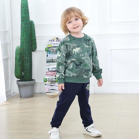 Volunboy Toddler Boys Clothes Sets Little Boy Clothing Long Sleeve Pullover Jogger Pants Kids 2 Pieces Outfits in Kuwait