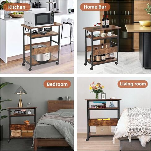 حامل برج كمبيوتر من 3 طبقات، 23.6 بوصة طول × 11.8 بوصة عرض × 27.6 بوصة ارتفاع، حامل برج كمبيوتر قابل للتعديل للأرضية مع رف جانبي، حامل طابعة محمول مع عجلات قابلة للقفل، حامل برج كمبيوتر تحت المكتب in Kuwait