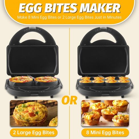 Sous Vide Style Egg Bite Maker Machine with 4 Silicone Molds, Grilled Cheese Maker, Mini Griddle, Ideal for Breakfast Sandwiches, Snacks, Desserts, 8 Mini Egg Bites & 2 Large Egg Bites in Saudi Arabia
