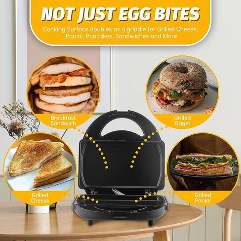 Sous Vide Style Egg Bite Maker Machine with 4 Silicone Molds, Grilled Cheese Maker, Mini Griddle, Ideal for Breakfast Sandwiches, Snacks, Desserts, 8 Mini Egg Bites & 2 Large Egg Bites in Saudi Arabia