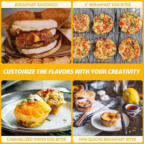 Sous Vide Style Egg Bite Maker Machine with 4 Silicone Molds, Grilled Cheese Maker, Mini Griddle, Ideal for Breakfast Sandwiches, Snacks, Desserts, 8 Mini Egg Bites & 2 Large Egg Bites in Saudi Arabia