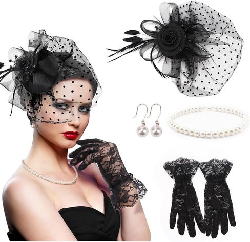 DRESHOW Fascinators Hat Flower Mesh Feathers Headband Tea Party Wedding Cocktail Headwear for Girls Women in Saudi Arabia